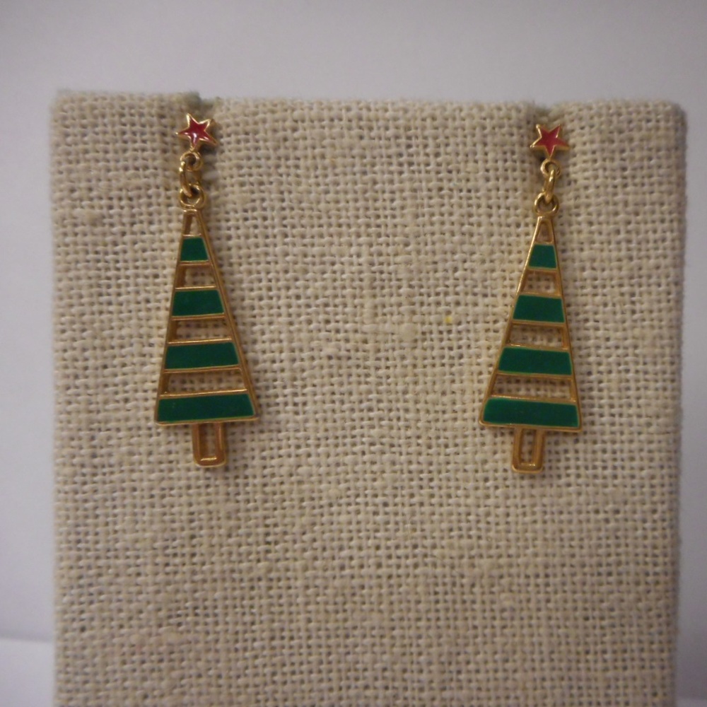 Christmas Tree Dangle Pierced Earrings